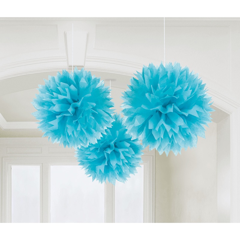 3 Romance pom poms azure