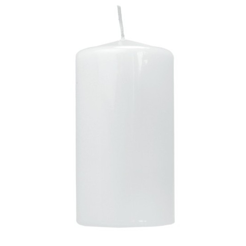 6 lacquer pillar candles Rio white 6 x 12cm