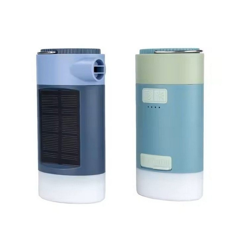 Solar Powered Outdoor Camping Inflatable Air Pump with Power Pack and Barbecue Blower Outdoor Safety Light