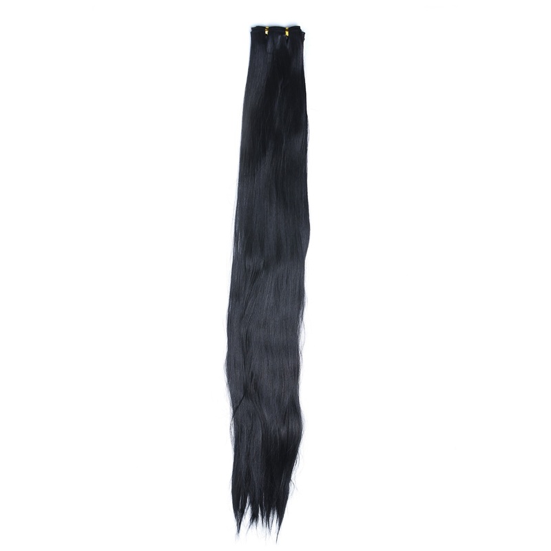Weft tress synthetic hair sleek for wig extension making deep black  VK-WEFT