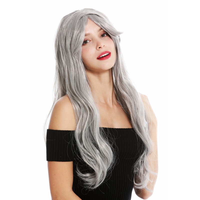 Women’s party wig lady carnival Halloween long sleek light grey 90924