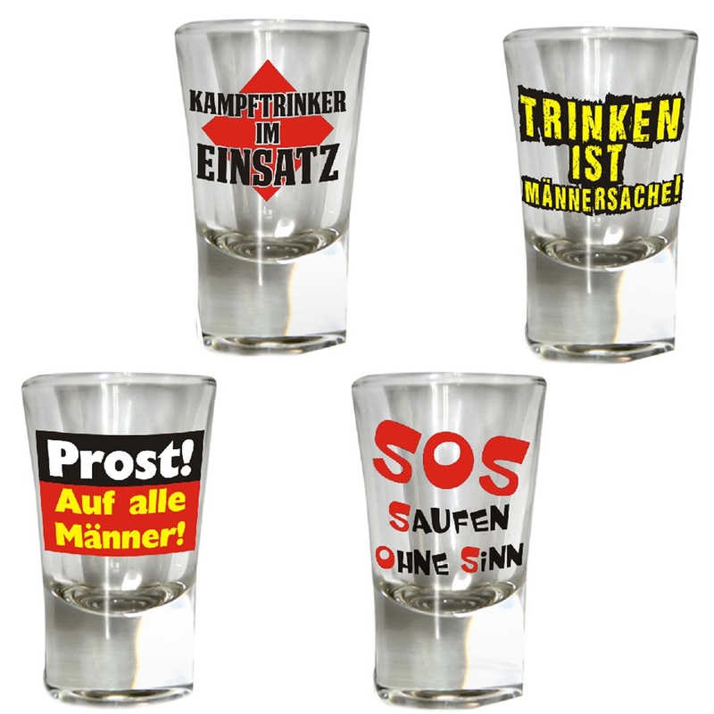 4 piece shot glass set with sayings