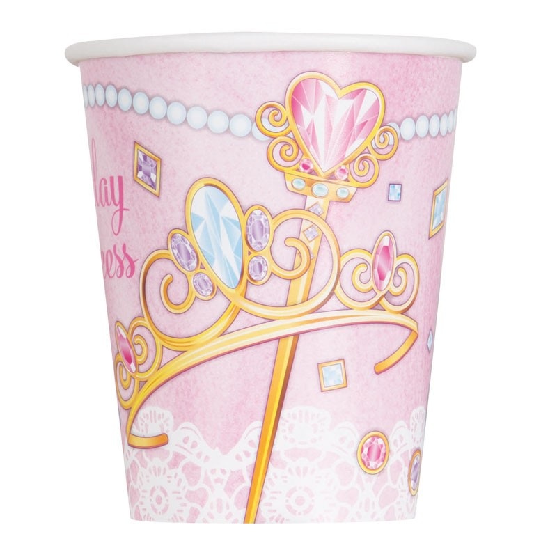 8 Magical Birthday Princess paper cups pink 266ml