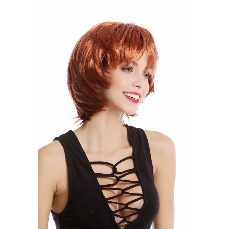Lady Party Wig Halloween Carnival red copper short 80s style SH-15-P130