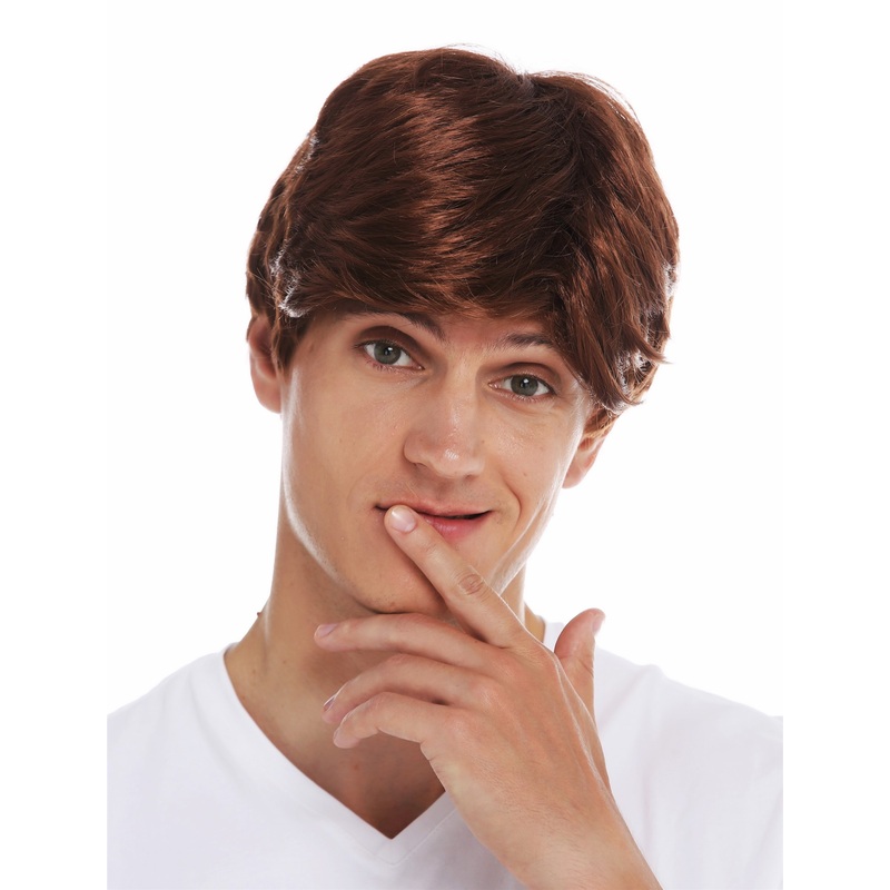 Men’s wig Halloween carnival men man short parted brown reddish brown 7061