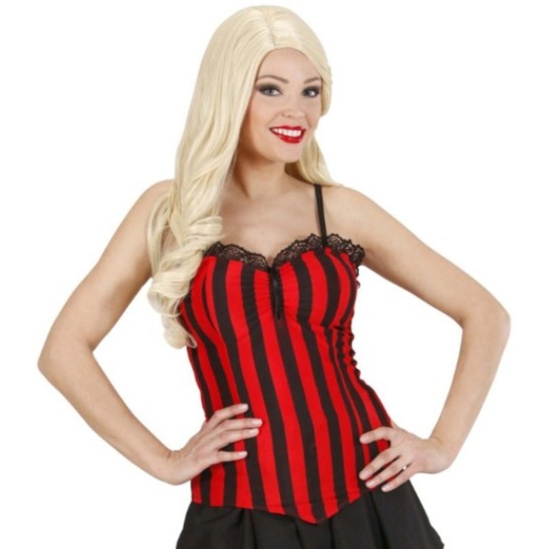 Striped women’s corset red black