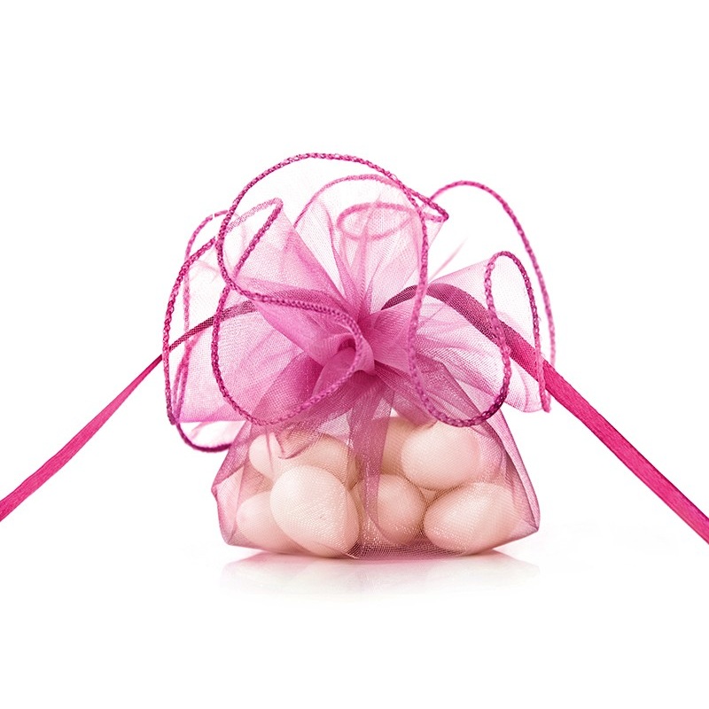 20 organza bags Flora fuchsia 26cm
