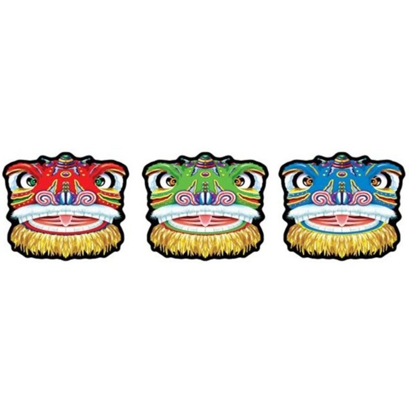 3 cardboard dragon heads room decoration 40cm