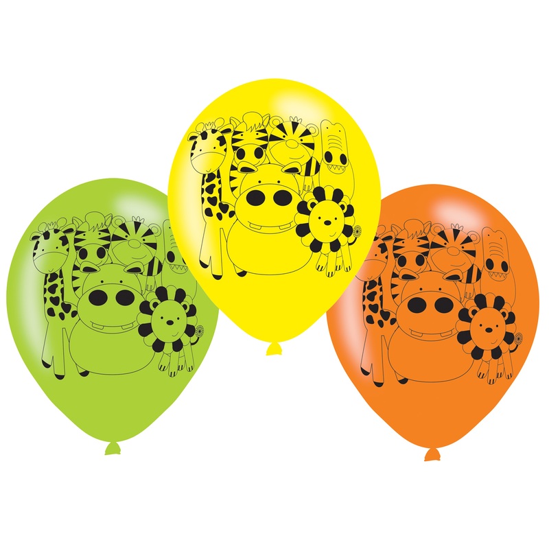 6 safari party balloons 23cm