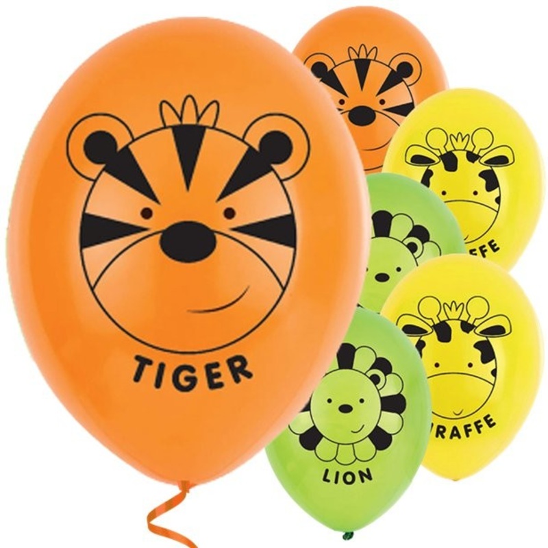 6 Safari Party Latex Balloons 28cm