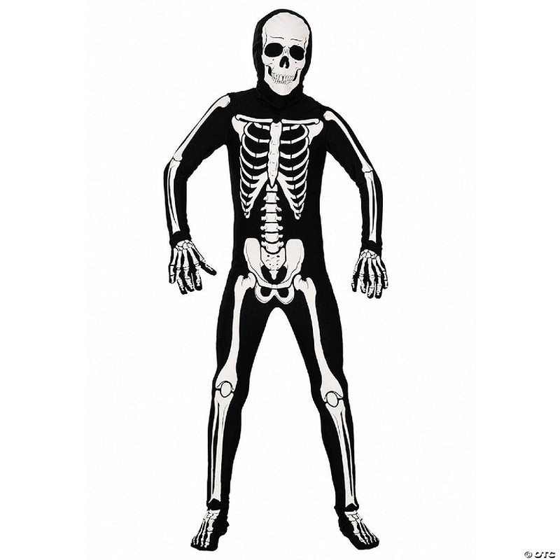 AltSkin Full Body Stretch Fabric Zentai Suit Costume – Glow in the Dark Skeleton (Kid Large)