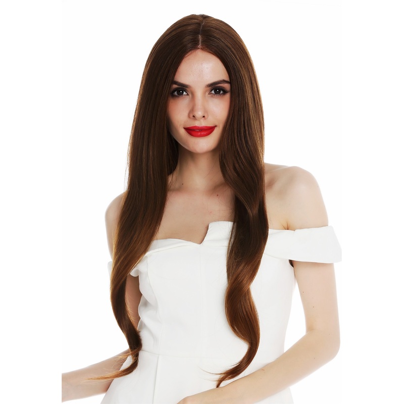 Lady wig monofilament very long sleek reddish brown blonde highlights DW2848-MT