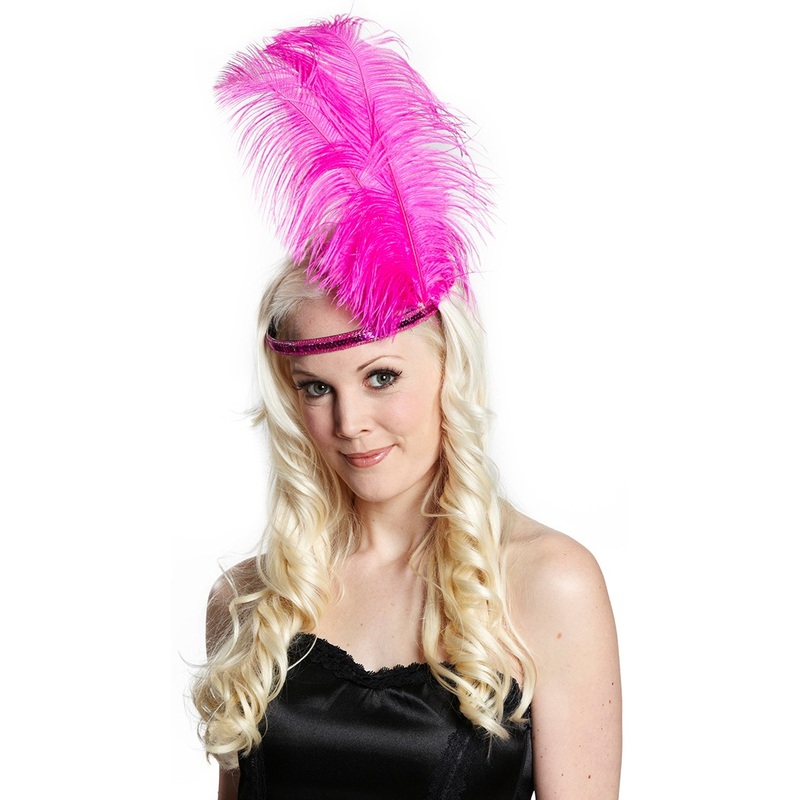 Pink 1920s Charleston headband with feather