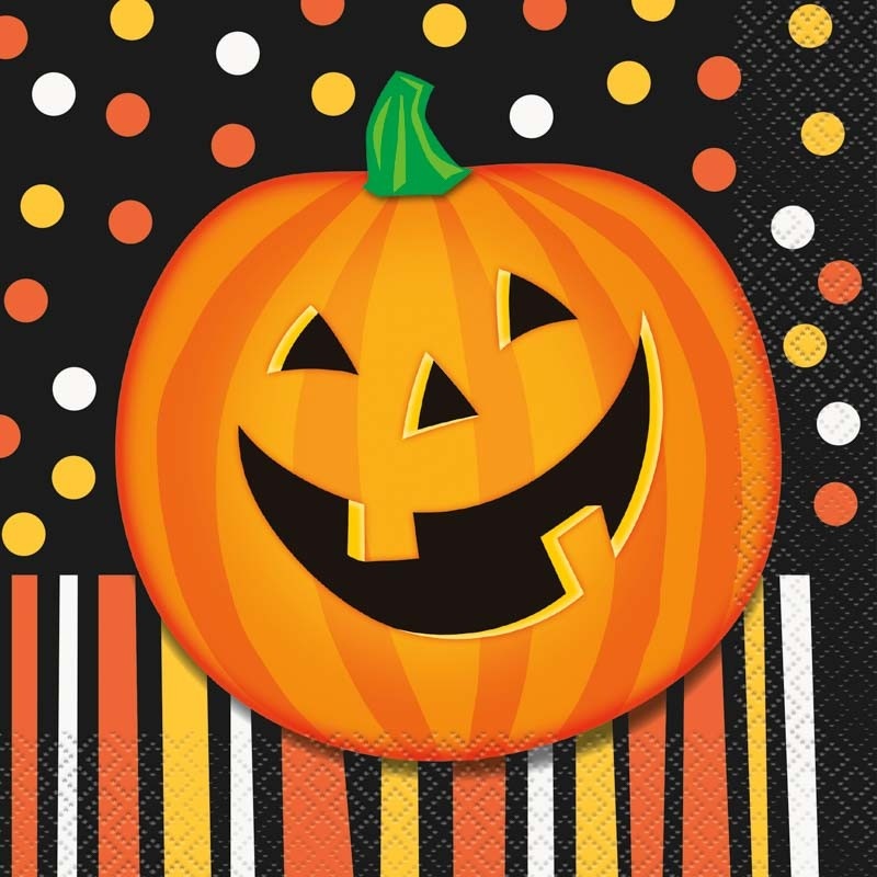 16 Halloween pumpkin fun napkins 33cm