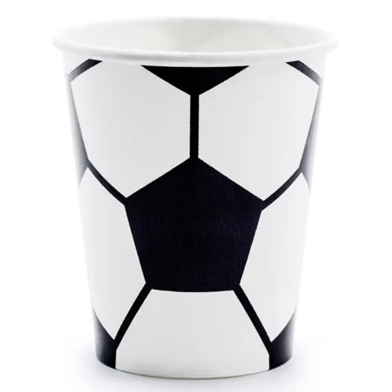 6 football kick paper cups 260ml
