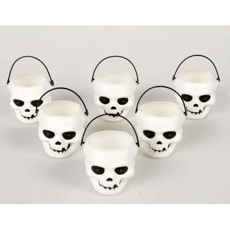 6 small Halloween skull buckets