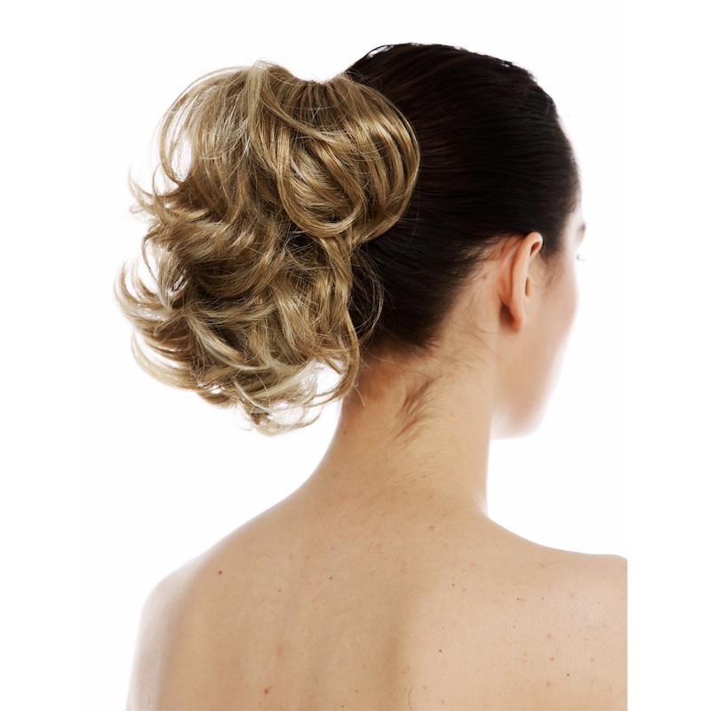 Hairpiece ponytail extension short voluminous curled curls light blond T6545-c