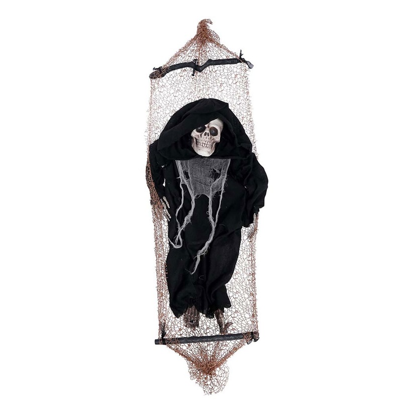 Hammock with skeleton and light