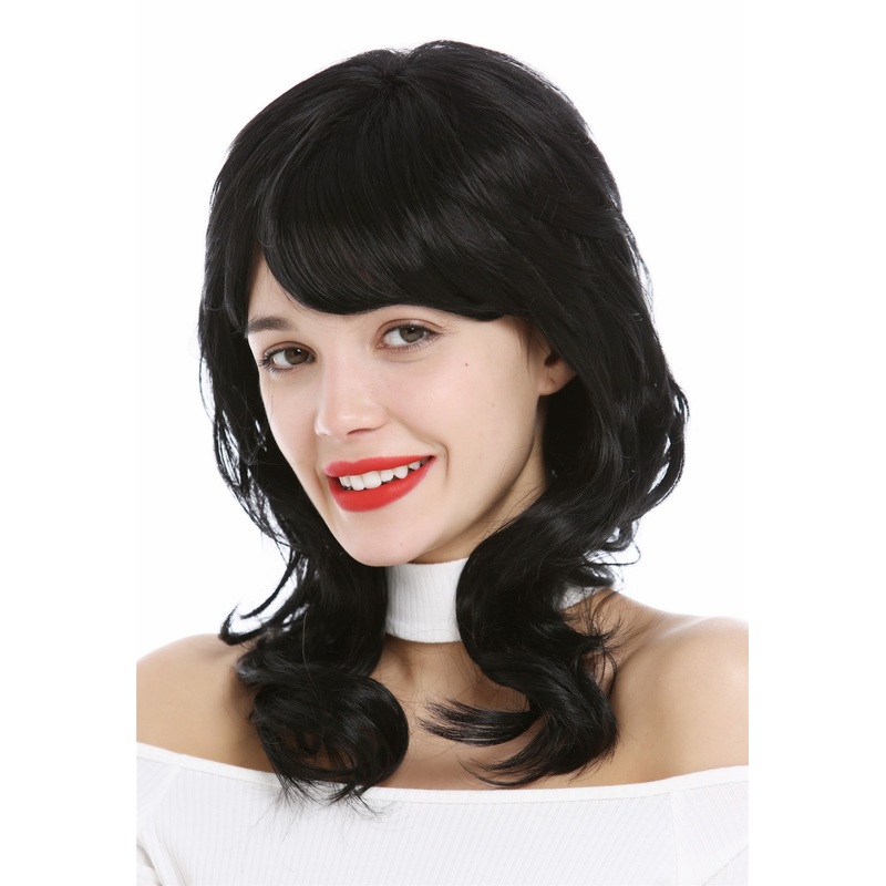 Lady Wig shoulder-length medium long layered naturally waved wavy black 9383