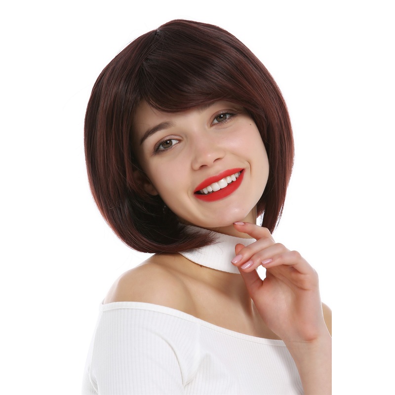 Lady Wig women short frayed Bob style parting mahogany brown auburn mix 1215