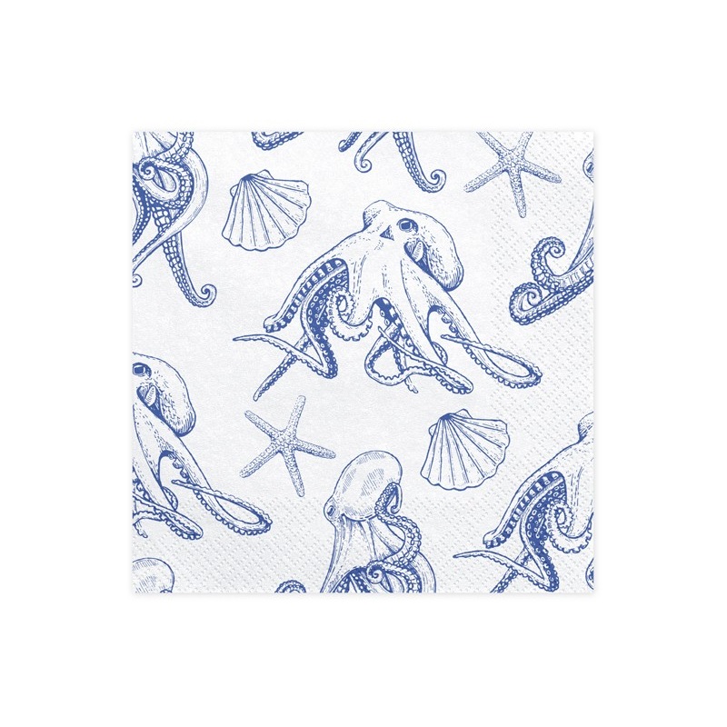 20 octopus napkins ahoy 33 x 33cm