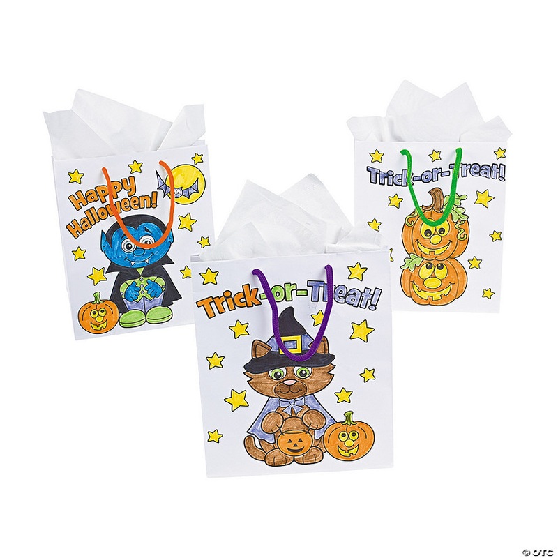 7 1/2 x 9 Color Your Own Medium Halloween Gift Bags – 12 Pc.