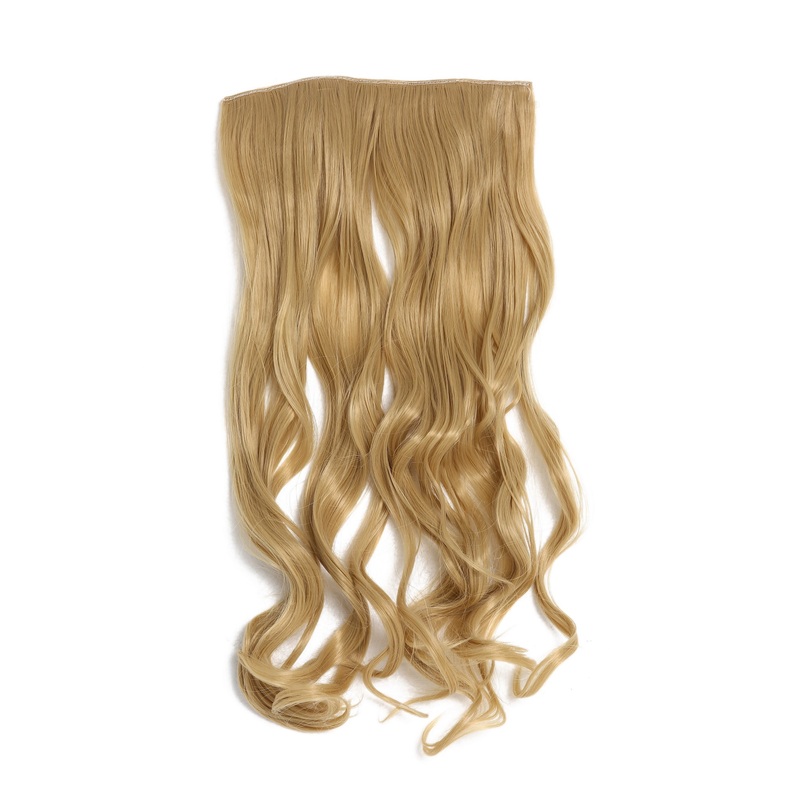 Hairpiece Halfwig 5 Clip Extension wide long curled curls gold blonde YZF-3180