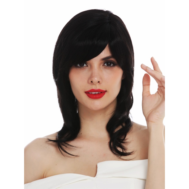 Lady wig partial monofilament parting shoulder length sleek black DW2283-HS-MT