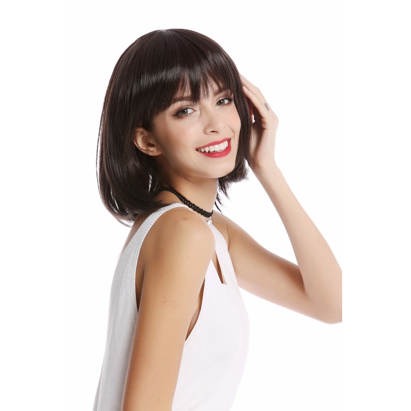 Lady Women Wig short Bob Longbob straight dark brown mix YZF-4362-4/8