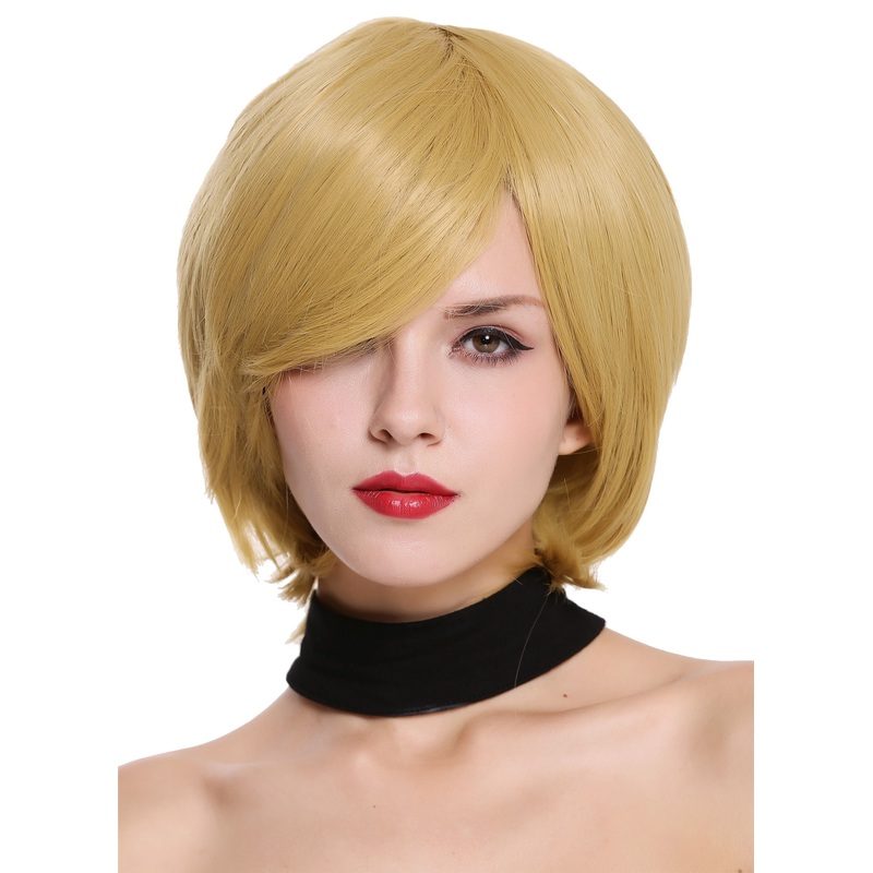 Lady women wig short Bob parting smooth straight caramel blond KC-55