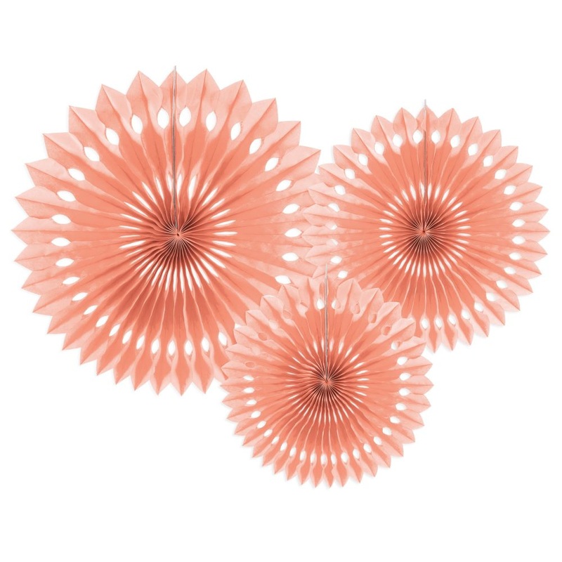 3 decorative rosettes light peach 20-30cm