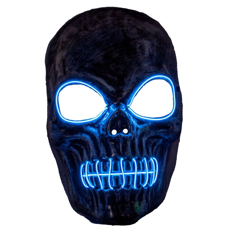 Light Up Skeleton Reaper Mask – Blue