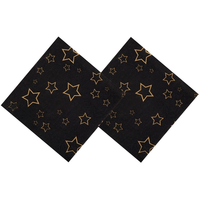 12 gold star napkins 12.5×12.5cm