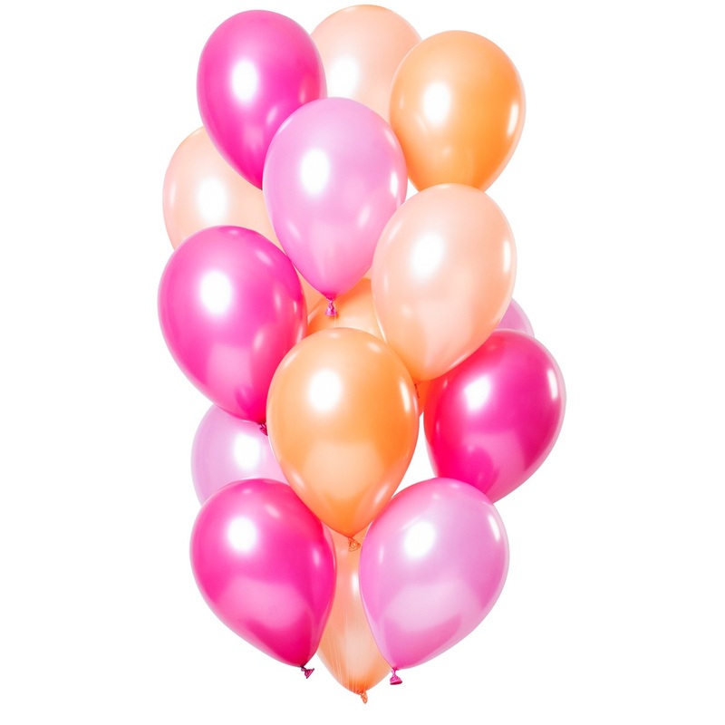 15 latex balloons flamingo colored metallic