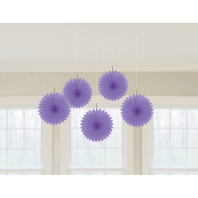 5 purple paper rosettes Juliane 15cm