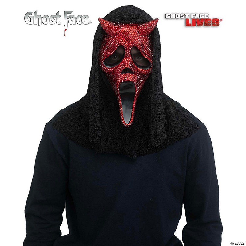 Adults Ghost Face<sup></sup> Red Rhinestone Bling Devil Face Full Mask – One Size