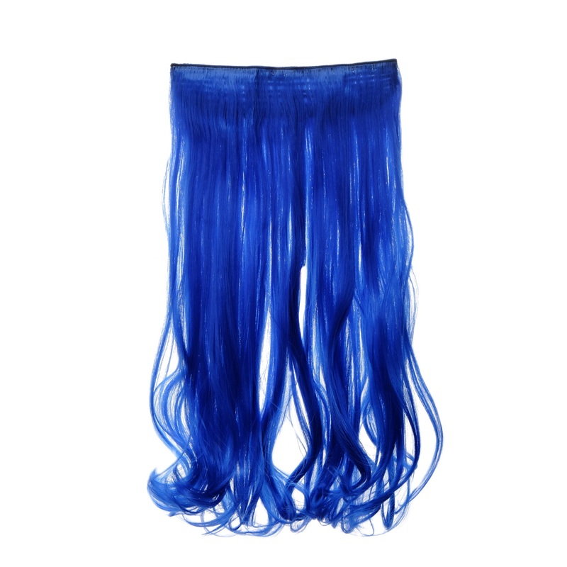 Hairpiece Clip-In Extension wide 5 clips curls curled neon blue YZF-3178-TF2517