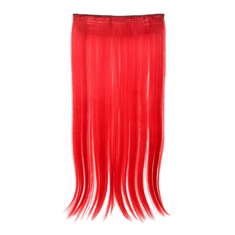 Hairpiece Clip-In Extension wide 5 clips straight neon red YZF-3177-TF2316