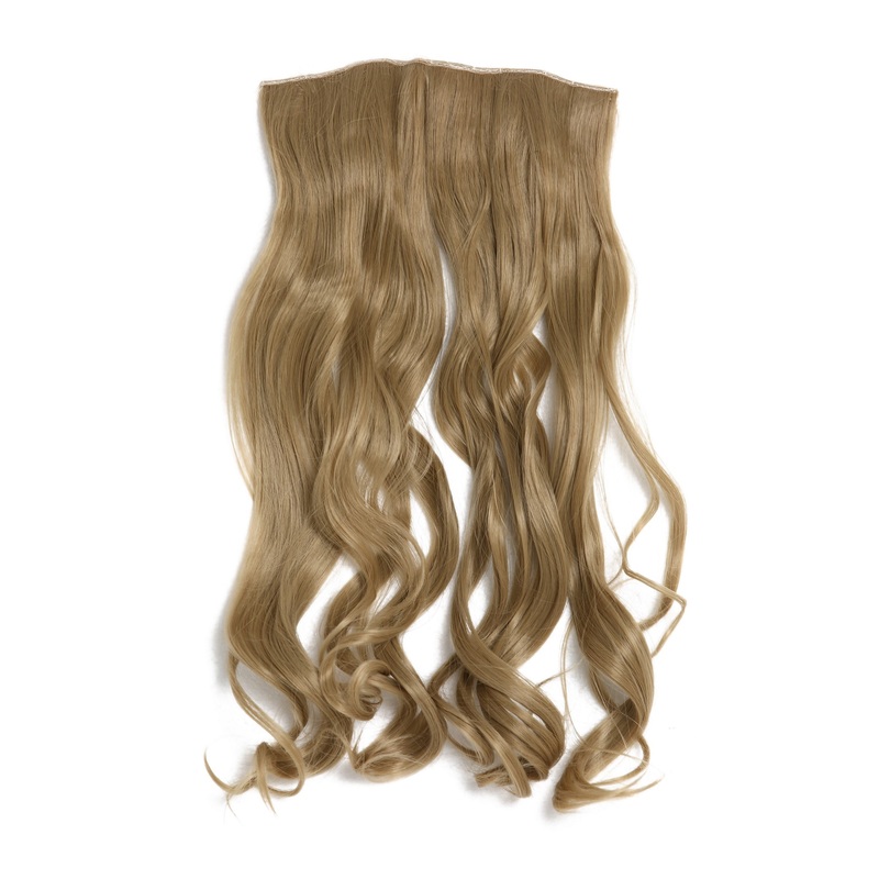 Hairpiece Halfwig 5 Clip Extension wide long curled curls ash blond YZF-3180