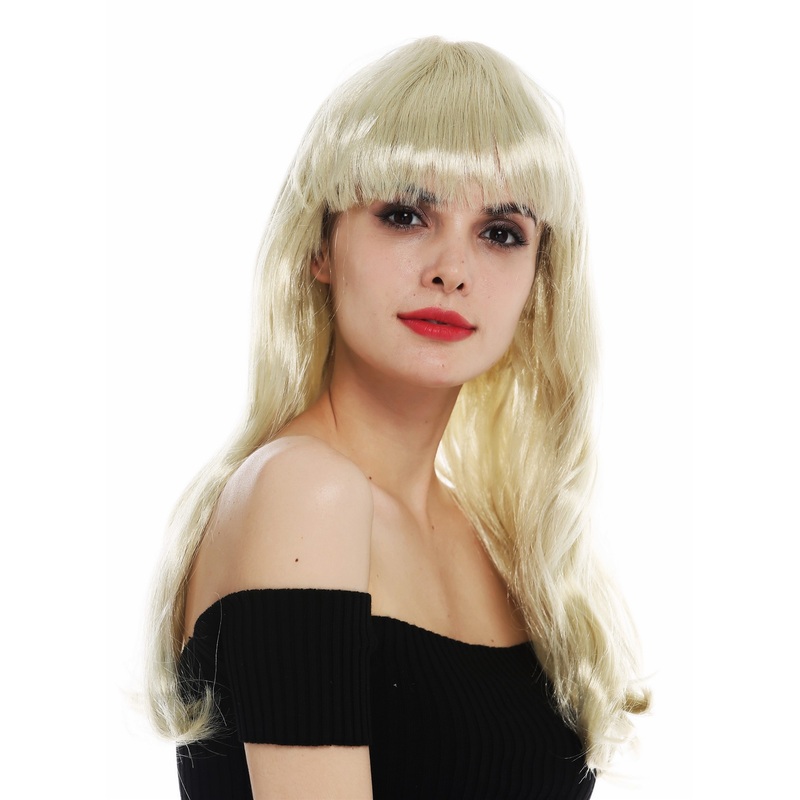 Wig carnival women woman’s wig long sleek slightly wavy fringe blonde 68067