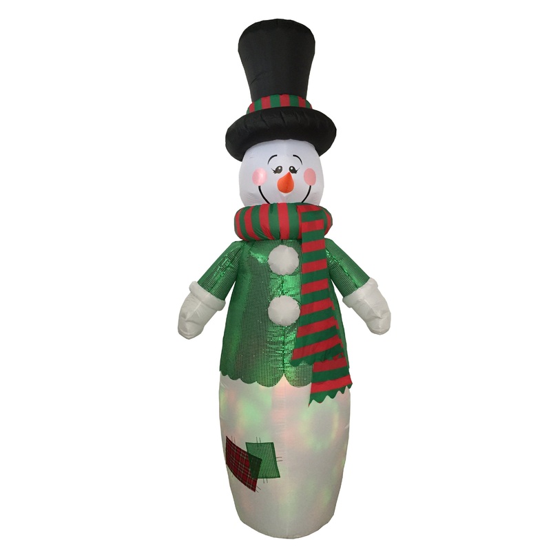 10FT Christmas Giant Inflatable Snowman with Shiny Clothes, Blow up Home Yard Lawn Decoration