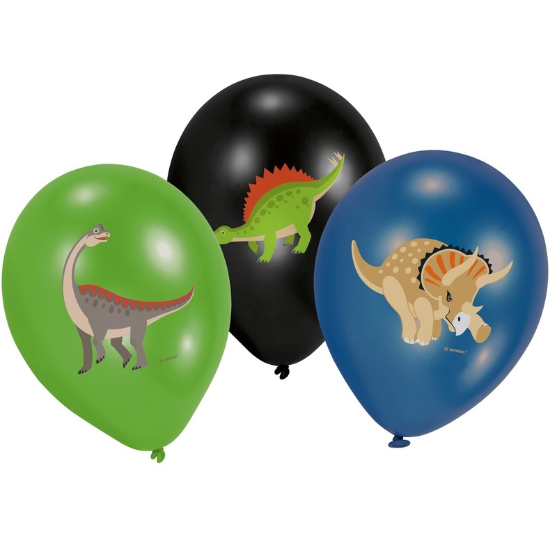 6 Happy Dinosaur Balloons 28cm