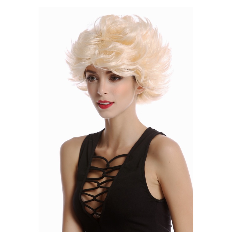 Lady Party Wig Halloween Carnival short sexy blond teased 80s Style XH-H10