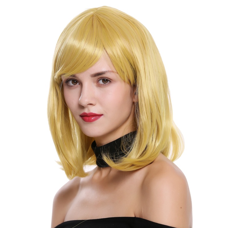 Lady Wig Cosplay short Longbob shoulder-length smooth yellow SA092