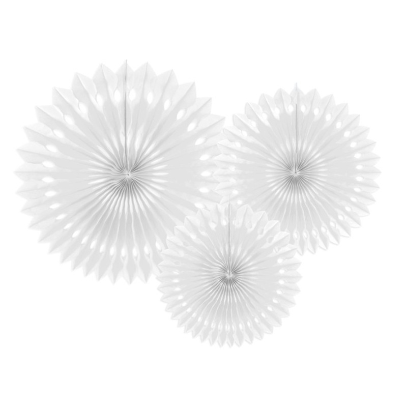 3 Paper Rosette Decorations White