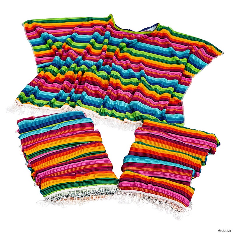 35 x 55 Bright Color Fun Fiesta Polyester Ponchos – 12 Pc.