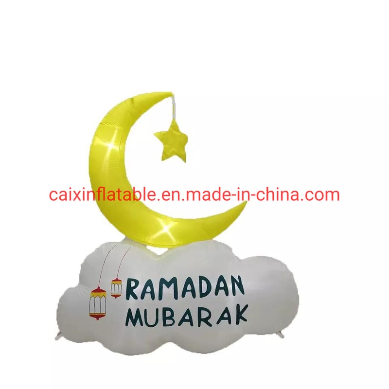 Ramadan Eid Mubarak Muslim Inflatable Crescent Moon Star for Outdoor Yard Decoration