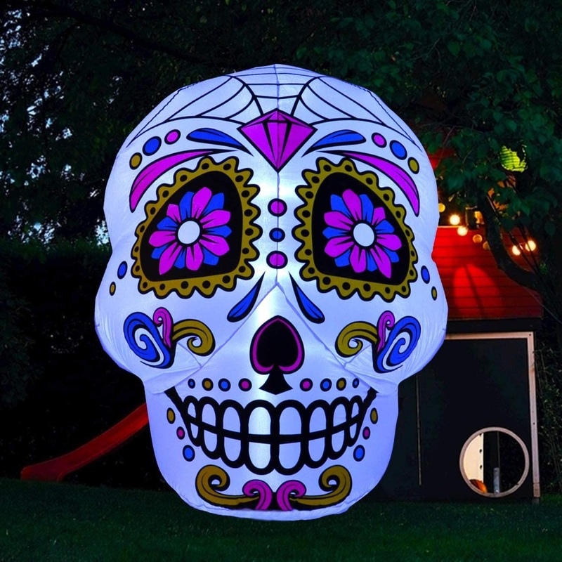 120cm/180cm Inflatable Sugar Skull Colorful Skull for Dead Day Mexico Decoration