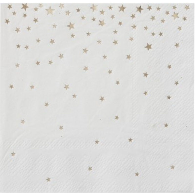 20 golden metallic magic star napkins 33cm