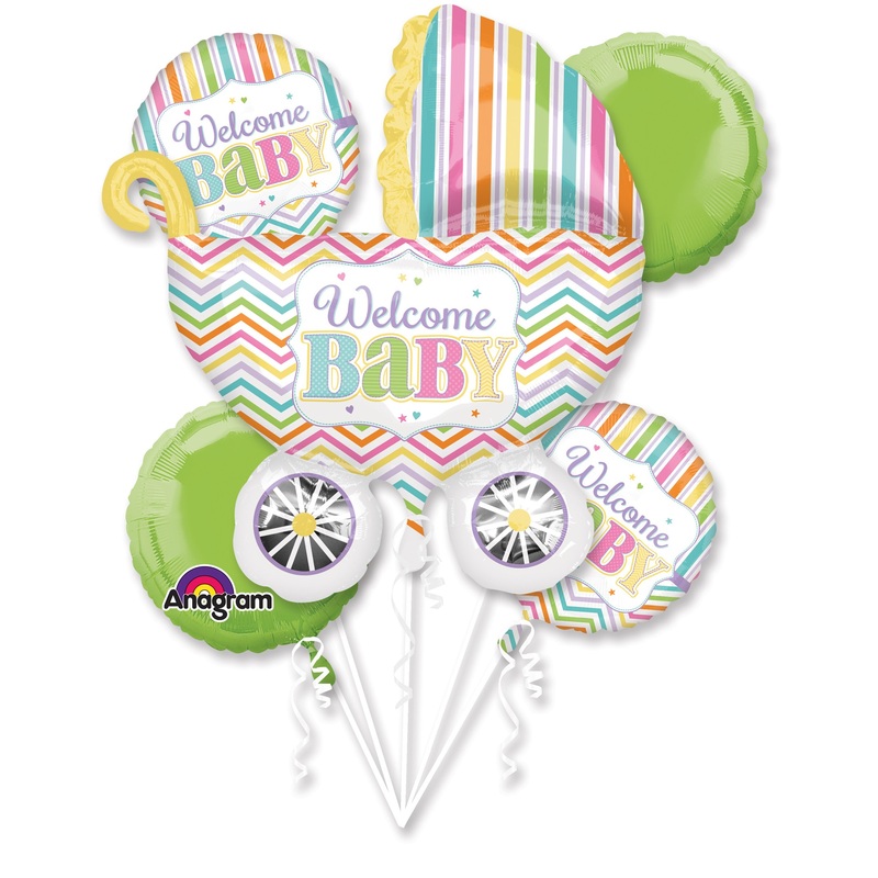 5 foil balloons in baby shower design